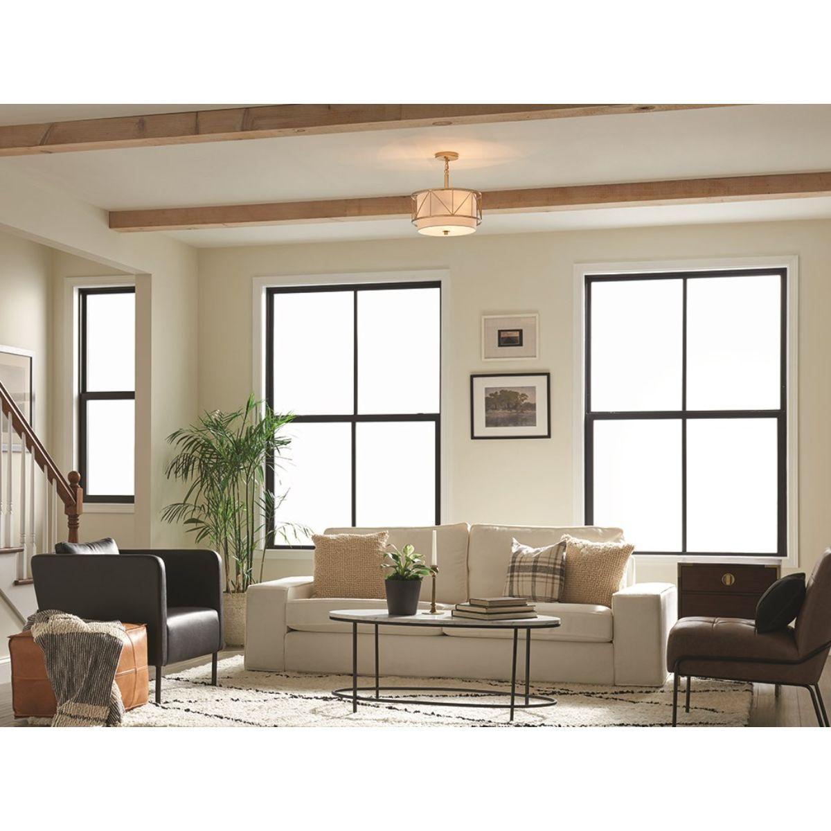 Birkleigh 14 in. 3 Lights Convertible Pendant/Semi Flush Mount Light Gold finish - Bees Lighting