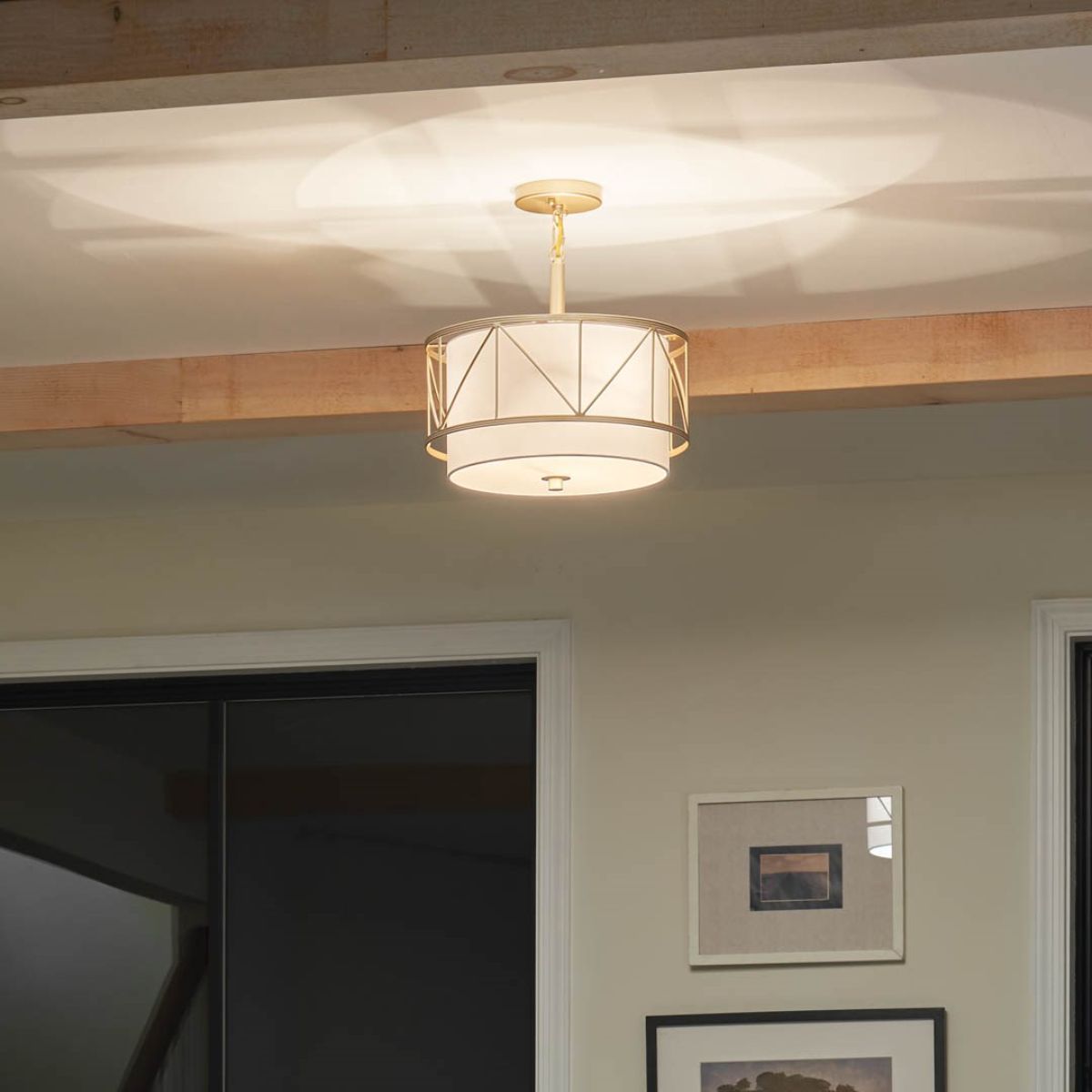 Birkleigh 14 in. 3 Lights Convertible Pendant/Semi Flush Mount Light Gold finish - Bees Lighting