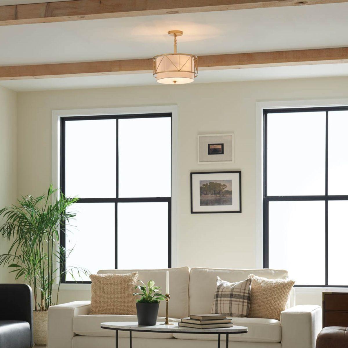 Birkleigh 14 in. 3 Lights Convertible Pendant/Semi Flush Mount Light Gold finish - Bees Lighting