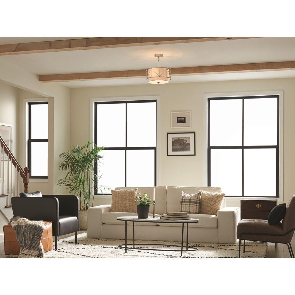 Birkleigh 14 in. 3 Lights Convertible Pendant/Semi Flush Mount Light Satin Nickel finish - Bees Lighting