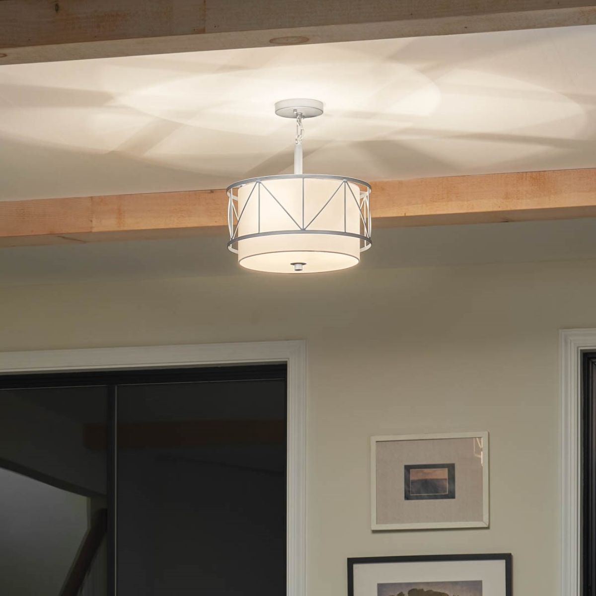 Birkleigh 14 in. 3 Lights Convertible Pendant/Semi Flush Mount Light Satin Nickel finish - Bees Lighting