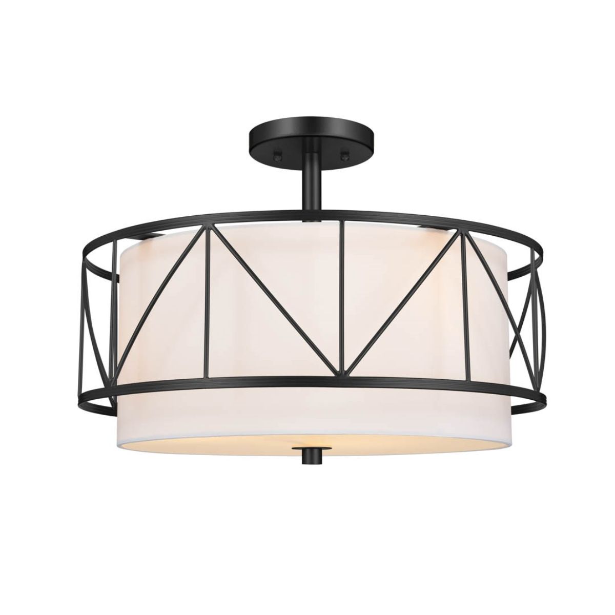 Birkleigh 18 in. 3 Lights Convertible Pendant/Semi Flush Mount Light Black finish - Bees Lighting