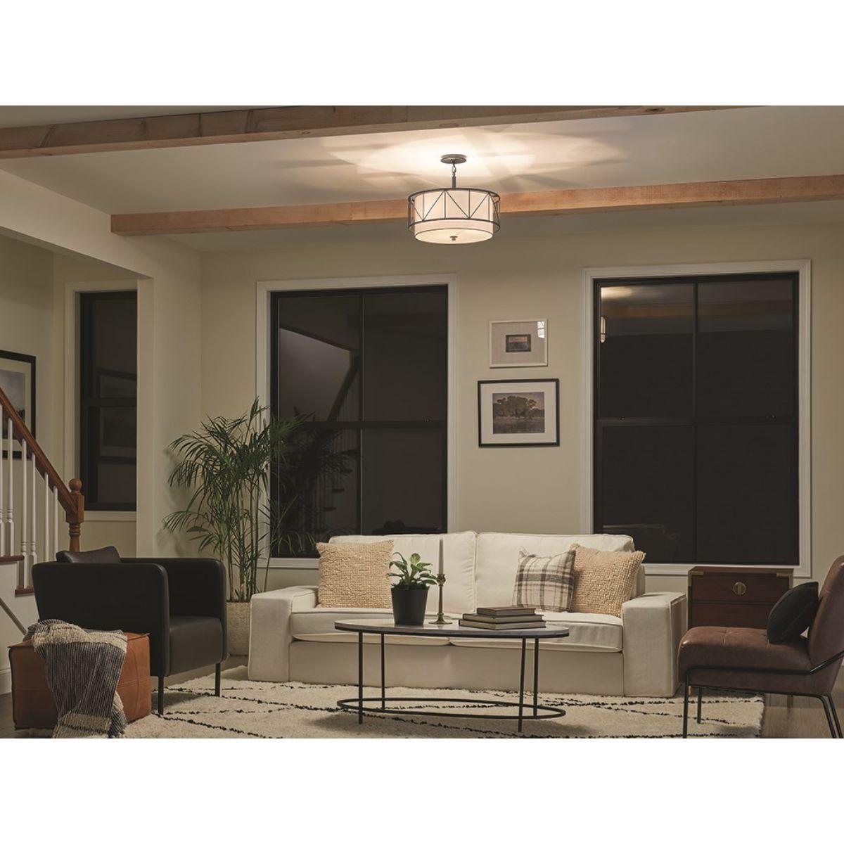 Birkleigh 18 in. 3 Lights Convertible Pendant/Semi Flush Mount Light Black finish - Bees Lighting