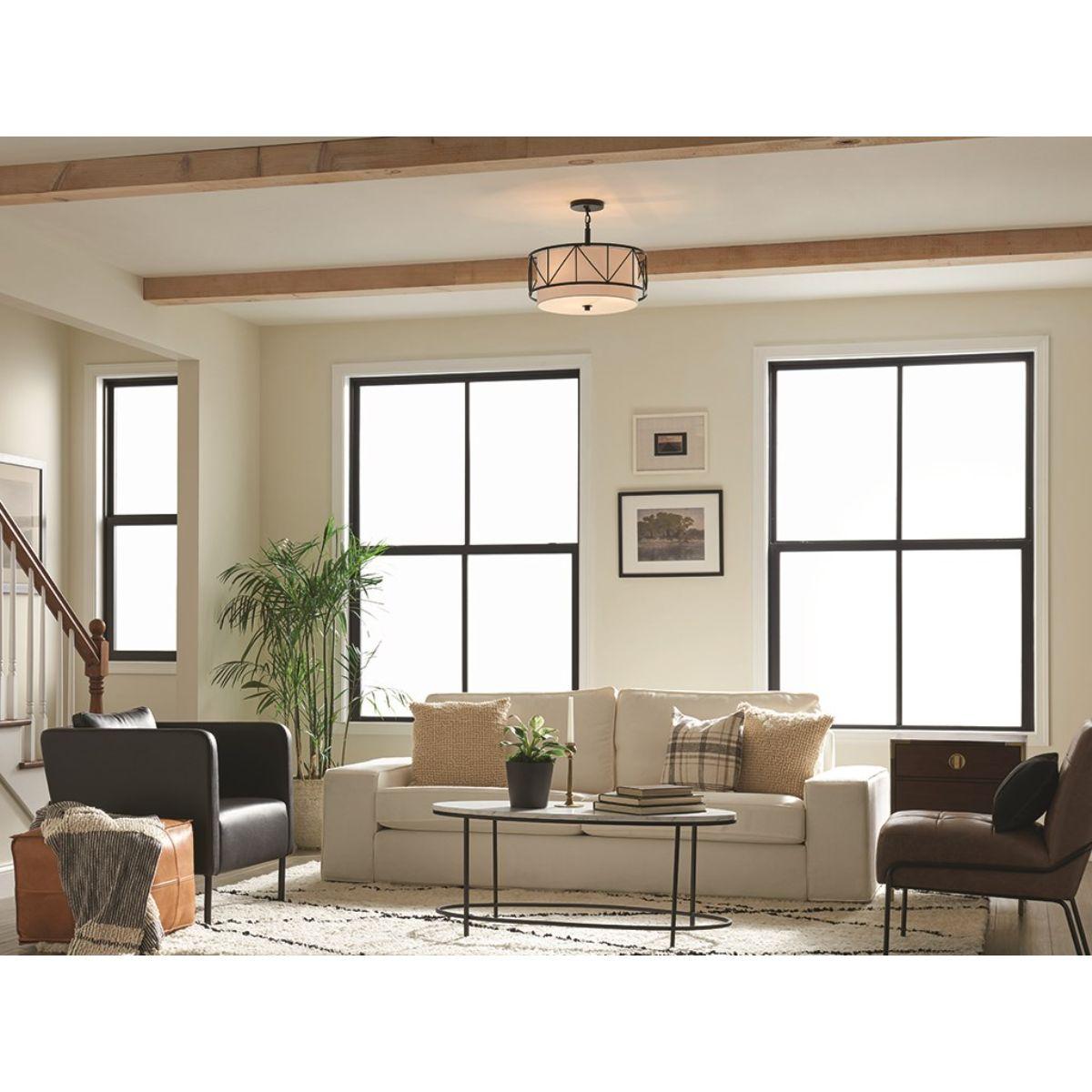 Birkleigh 18 in. 3 Lights Convertible Pendant/Semi Flush Mount Light Black finish - Bees Lighting