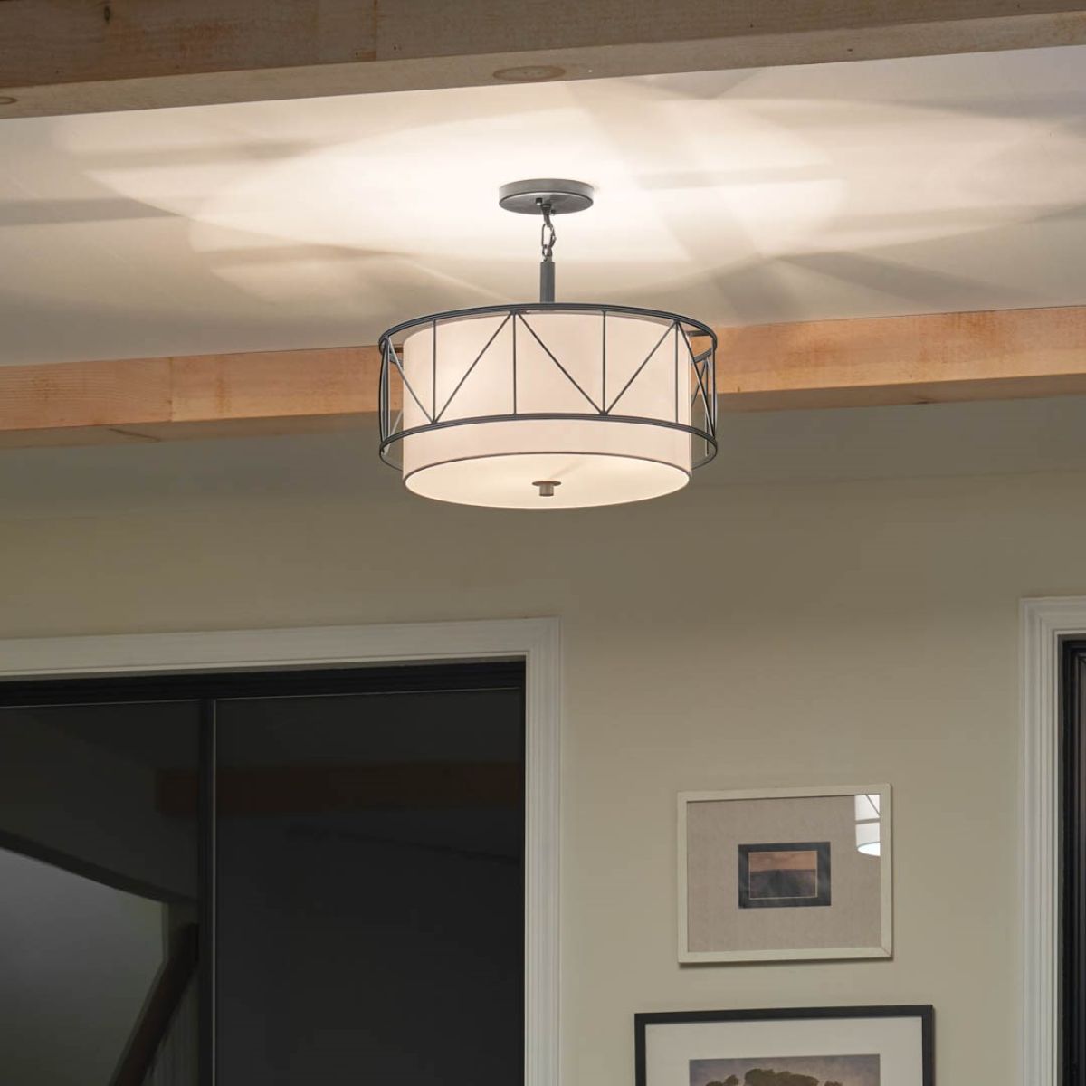 Birkleigh 18 in. 3 Lights Convertible Pendant/Semi Flush Mount Light Black finish - Bees Lighting
