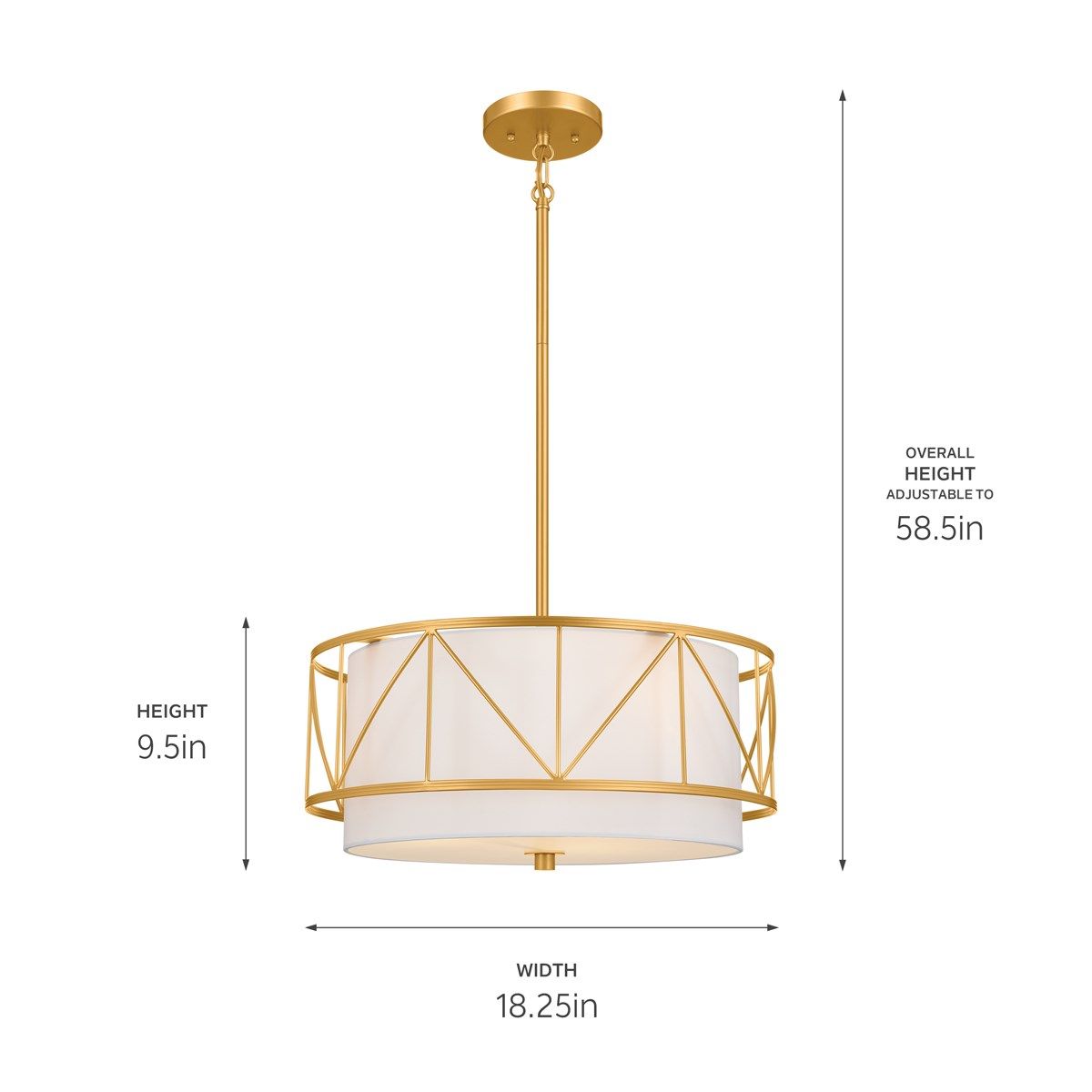 Birkleigh 18 in. 3 Lights Convertible Pendant/Semi Flush Mount Light Gold finish - Bees Lighting
