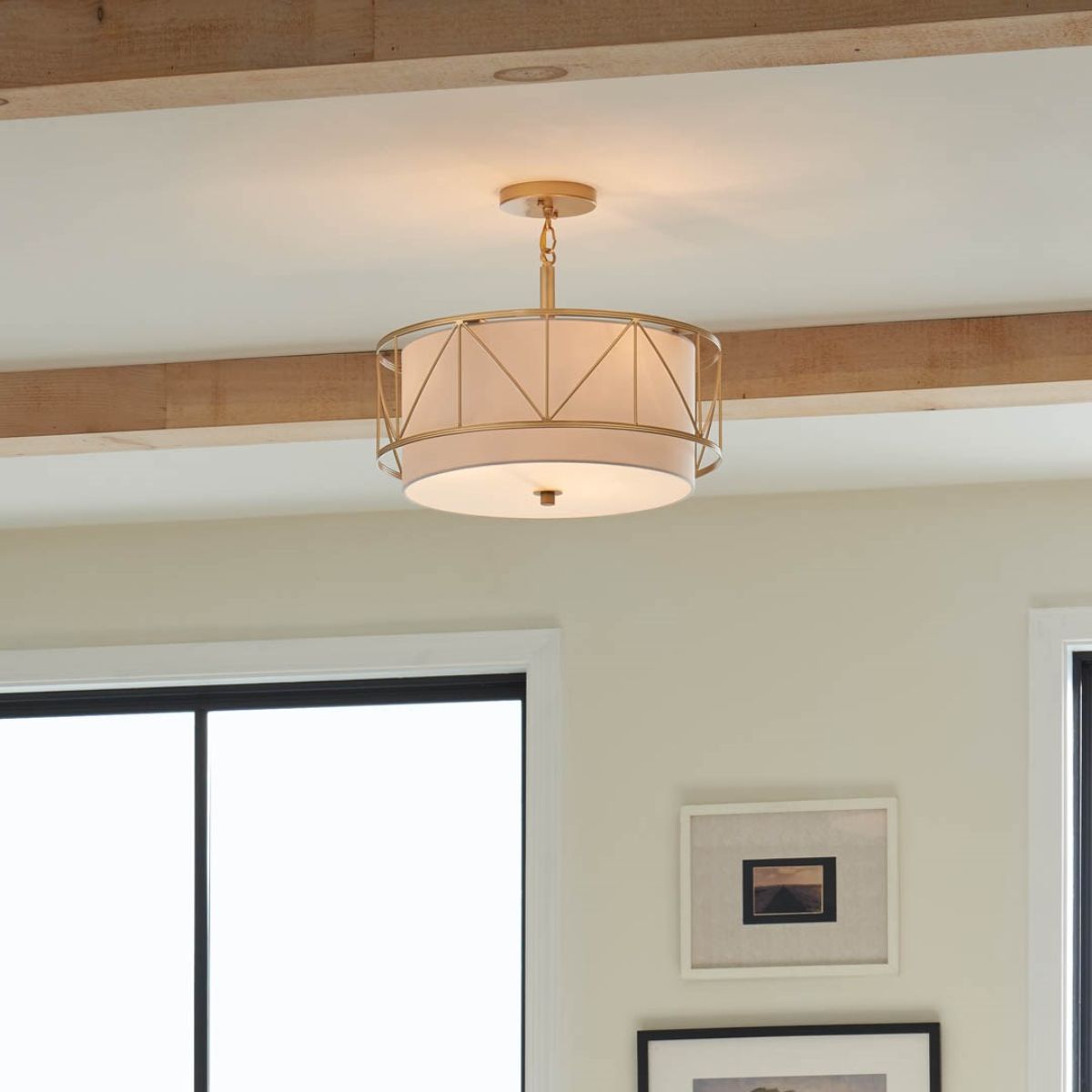 Birkleigh 18 in. 3 Lights Convertible Pendant/Semi Flush Mount Light Gold finish - Bees Lighting