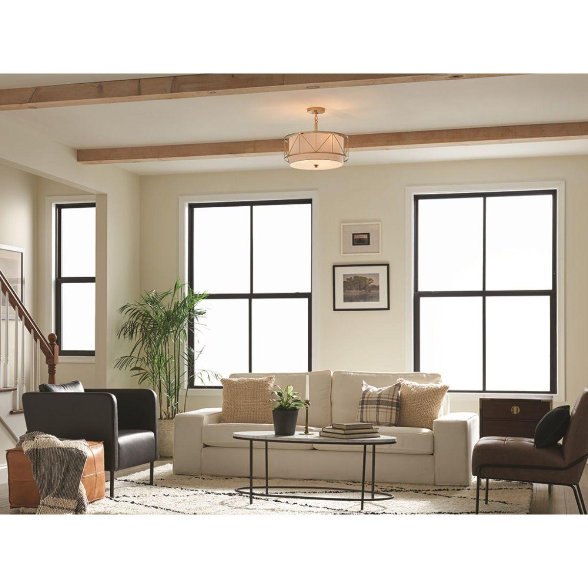 Birkleigh 18 in. 3 Lights Convertible Pendant/Semi Flush Mount Light Gold finish - Bees Lighting