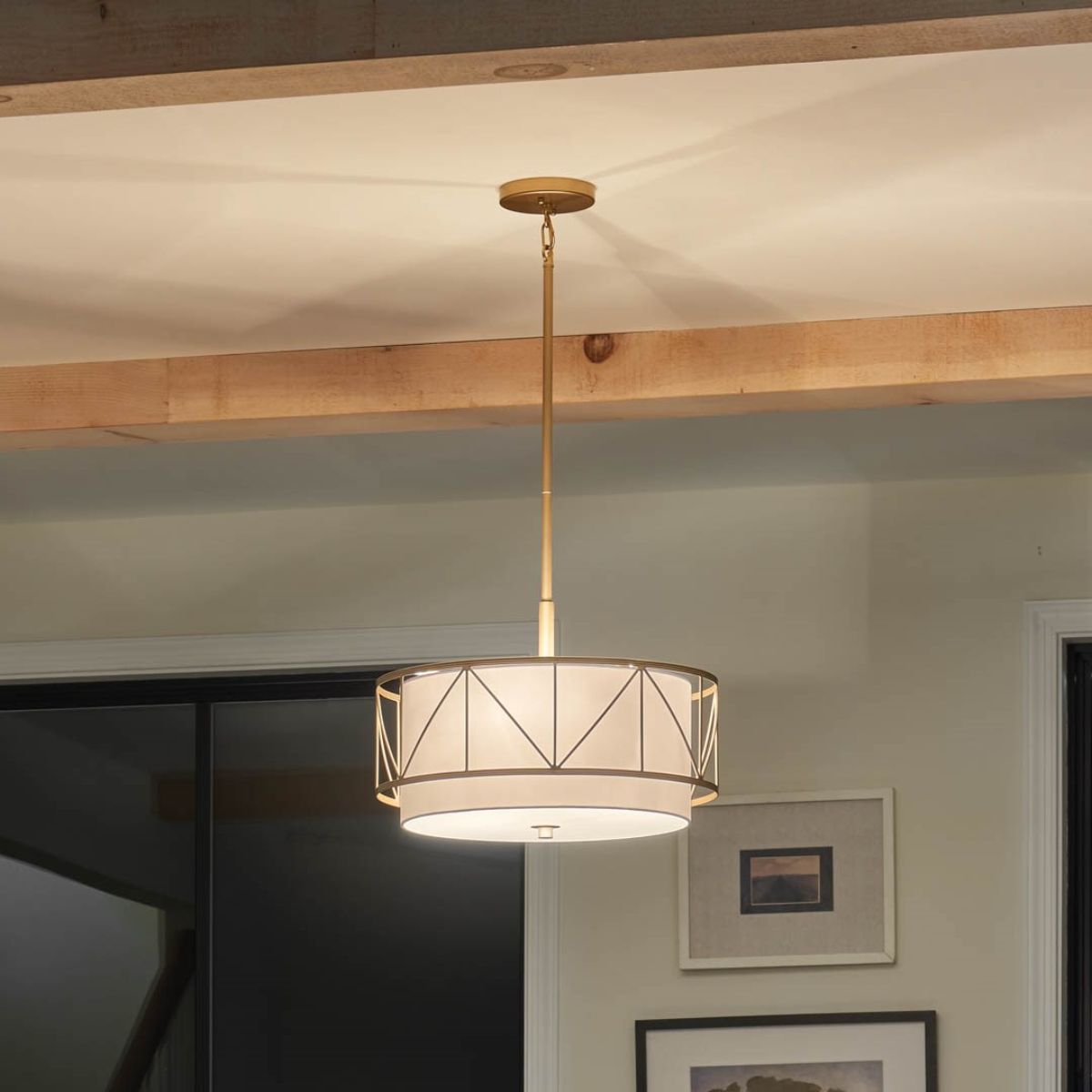 Birkleigh 18 in. 3 Lights Convertible Pendant/Semi Flush Mount Light Gold finish - Bees Lighting