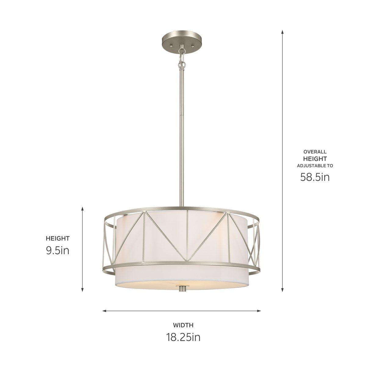 Birkleigh 18 in. 3 Lights Convertible Pendant/Semi Flush Mount Light Satin Nickel finish - Bees Lighting