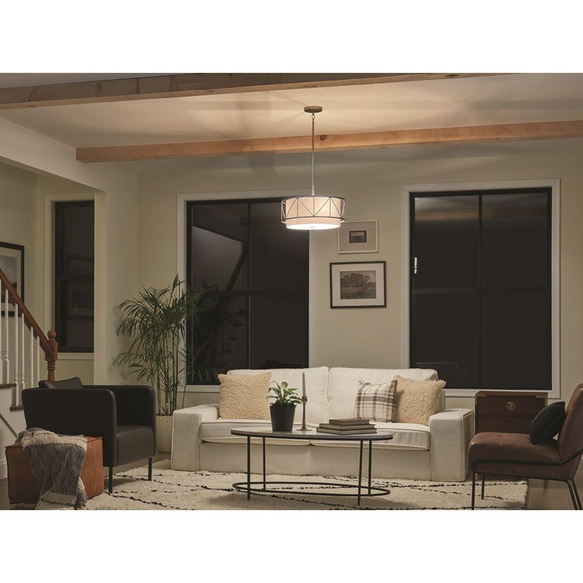 Birkleigh 18 in. 3 Lights Convertible Pendant/Semi Flush Mount Light Satin Nickel finish - Bees Lighting