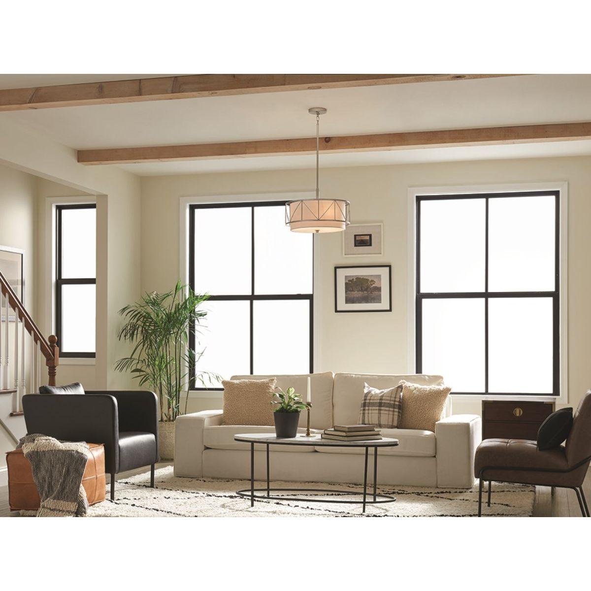 Birkleigh 18 in. 3 Lights Convertible Pendant/Semi Flush Mount Light Satin Nickel finish - Bees Lighting