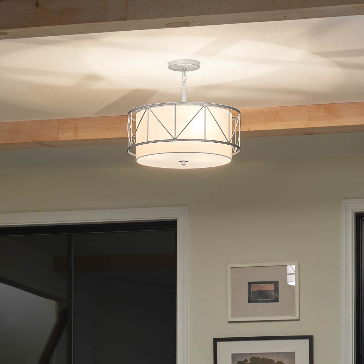 Birkleigh 18 in. 3 Lights Convertible Pendant/Semi Flush Mount Light Satin Nickel finish - Bees Lighting