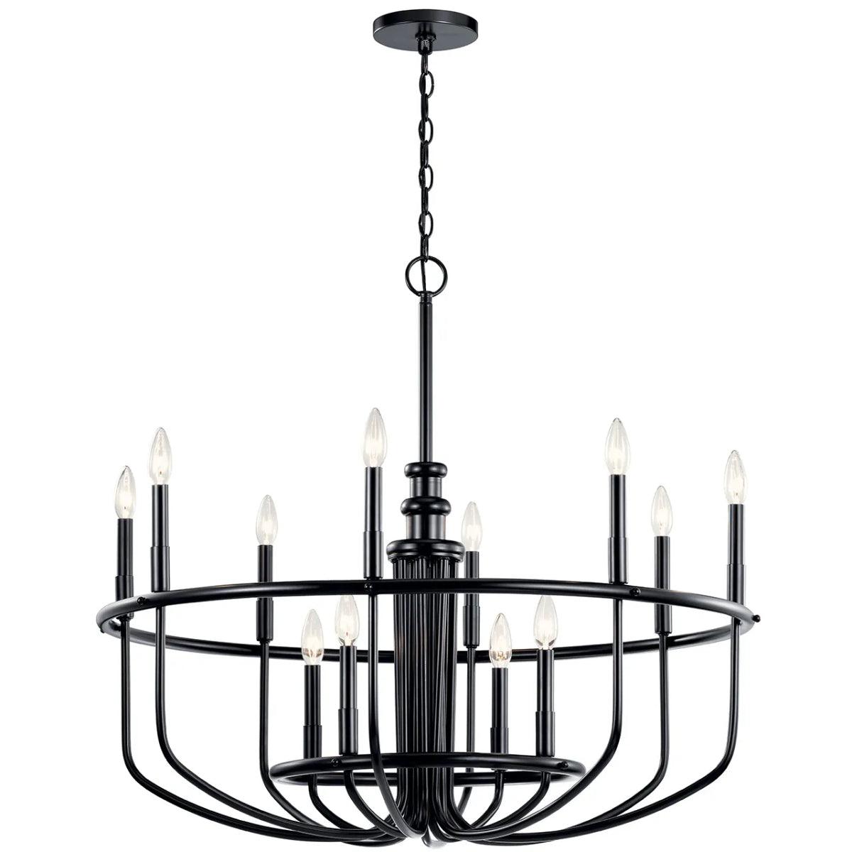 Capitol Hill 35" 12-Light Chandelier Multi-Tier, Black Finish - Bees Lighting