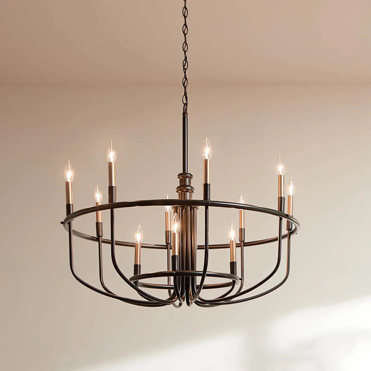 Capitol Hill 35" 12-Light Chandelier Multi-Tier, Black Finish - Bees Lighting