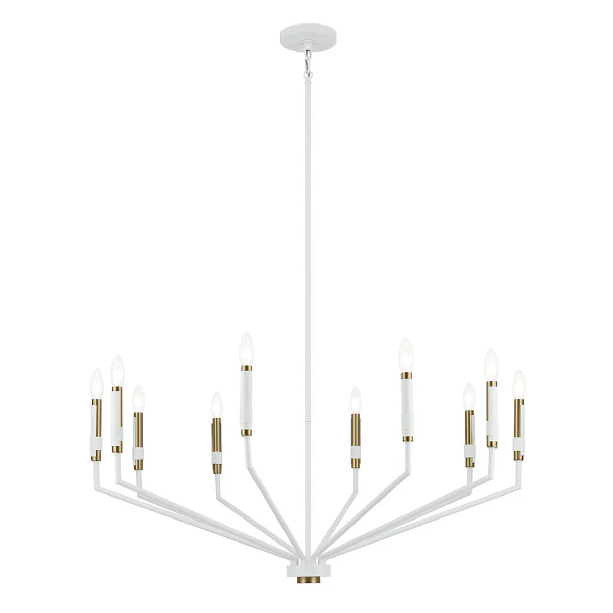 Armand 38" Armand 10-Light Chandelier 1-Tier, White and bronze Finish - Bees Lighting