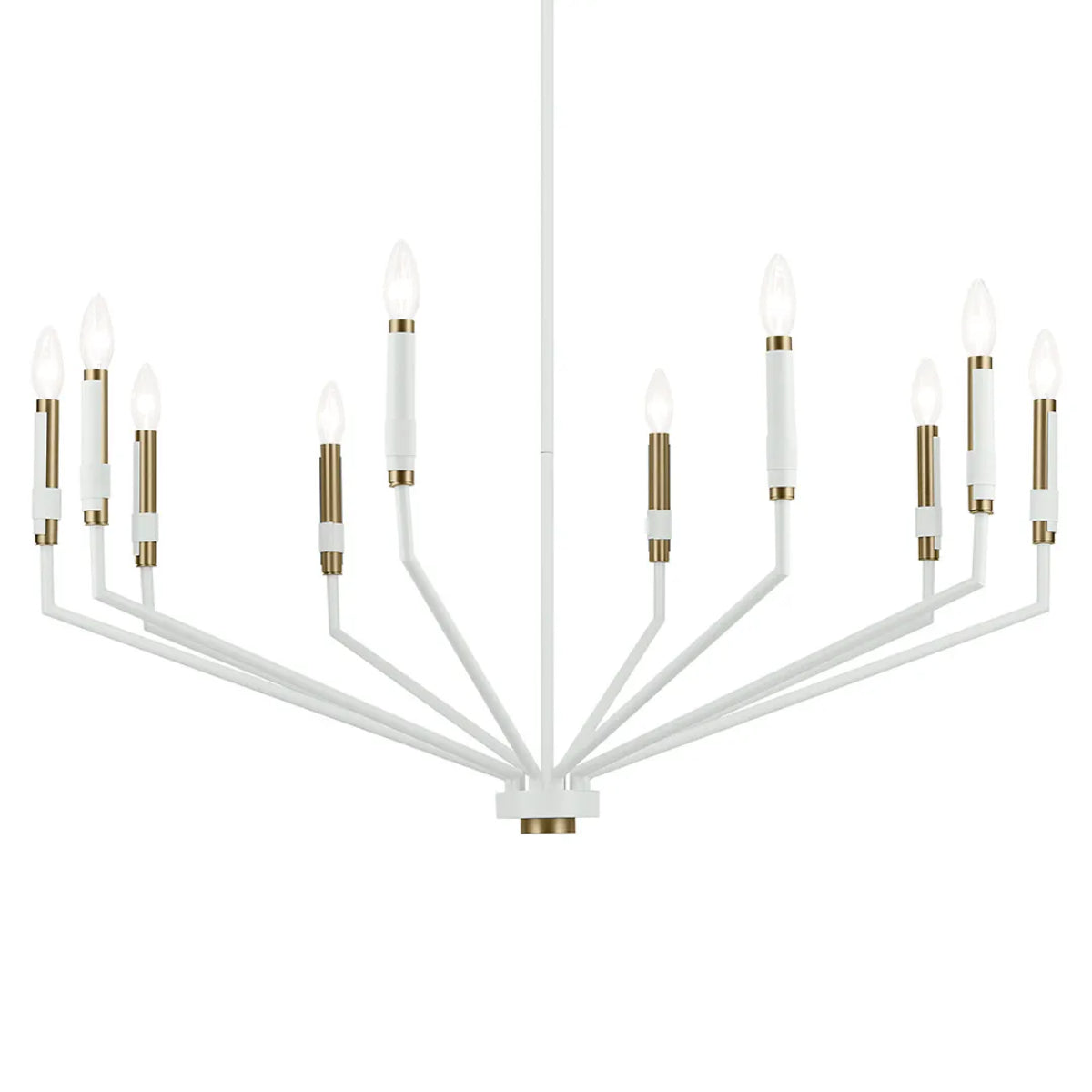 Armand 38" Armand 10-Light Chandelier 1-Tier, White and bronze Finish - Bees Lighting