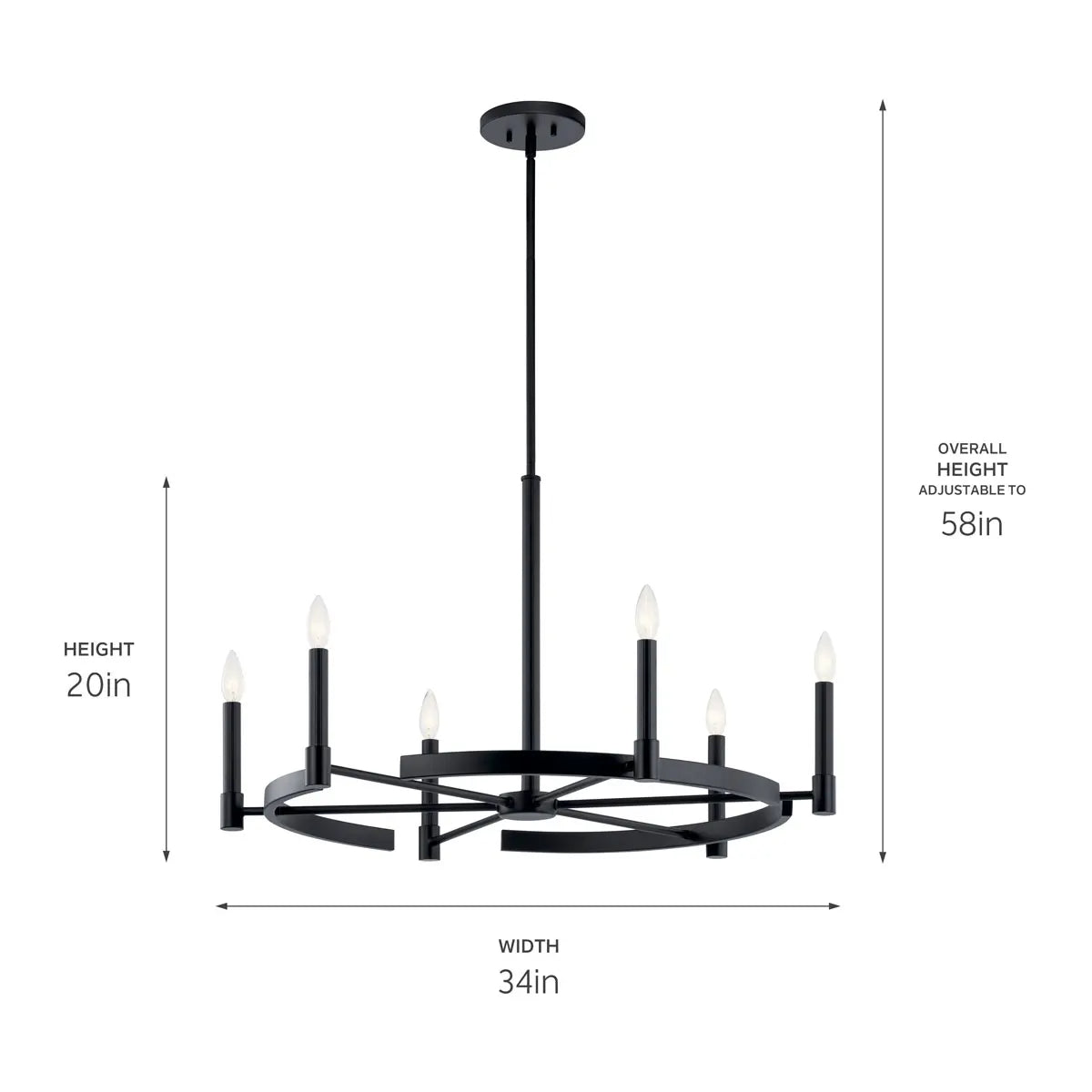Tolani 34" 6-Light Chandelier, Black Finish - Bees Lighting