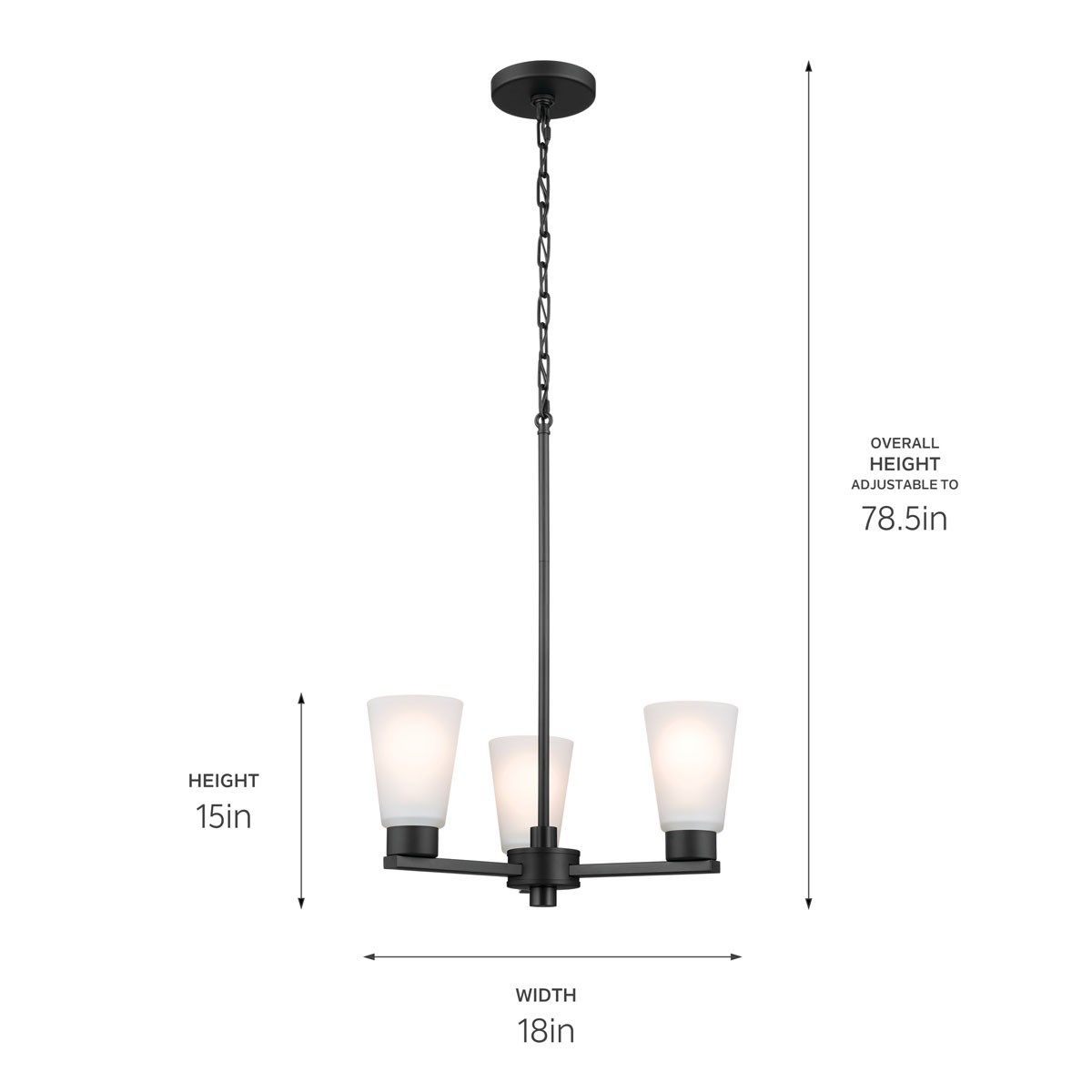 Stamos 18 in. 3 Lights Chandelier Black finish - Bees Lighting