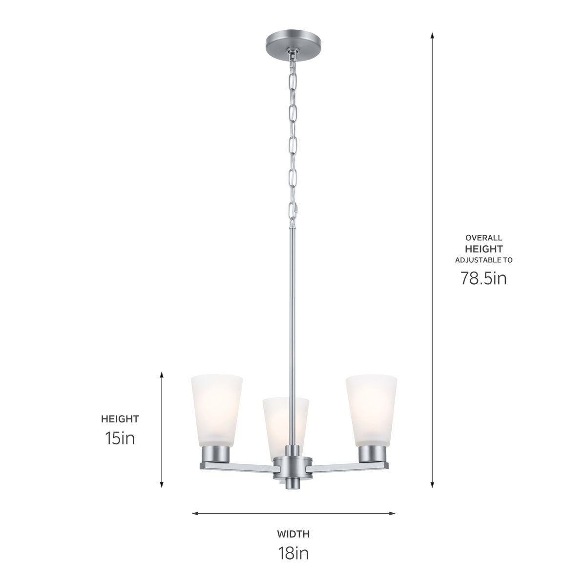 Stamos 18 in. 3 Lights Chandelier Brushed Nickel finish - Bees Lighting
