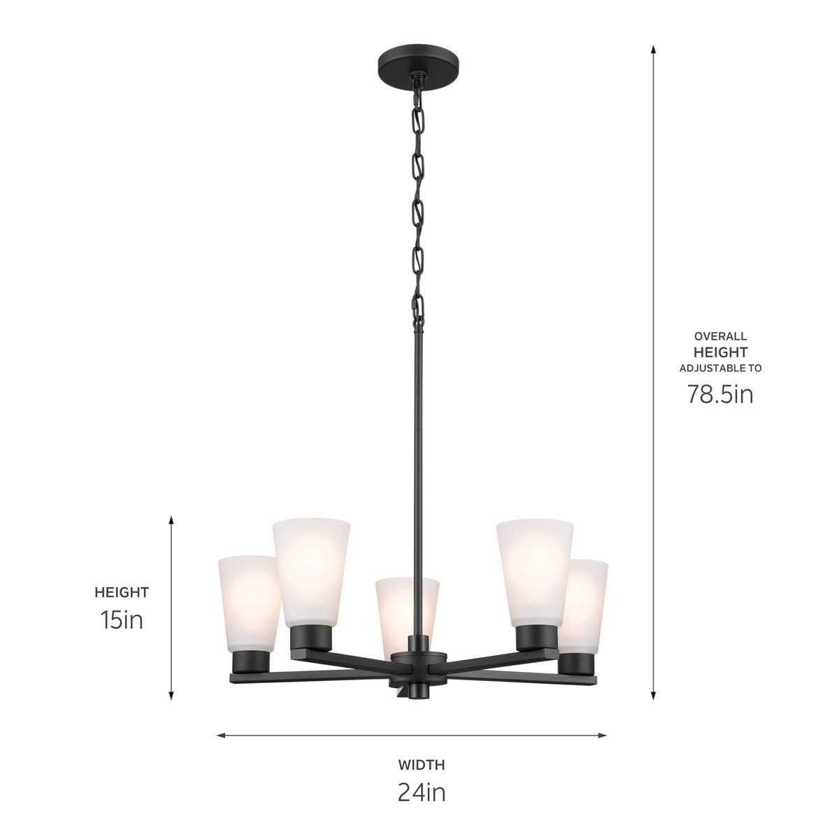 Stamos 24 in. 5 Lights Chandelier Black finish - Bees Lighting