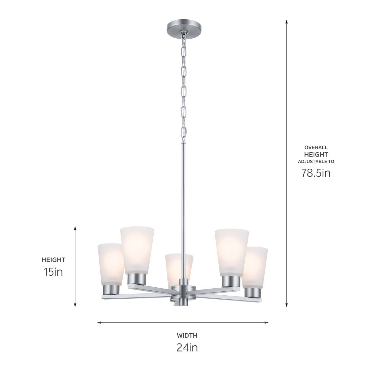 Stamos 24 in. 5 Lights Chandelier Brushed Nickel finish - Bees Lighting