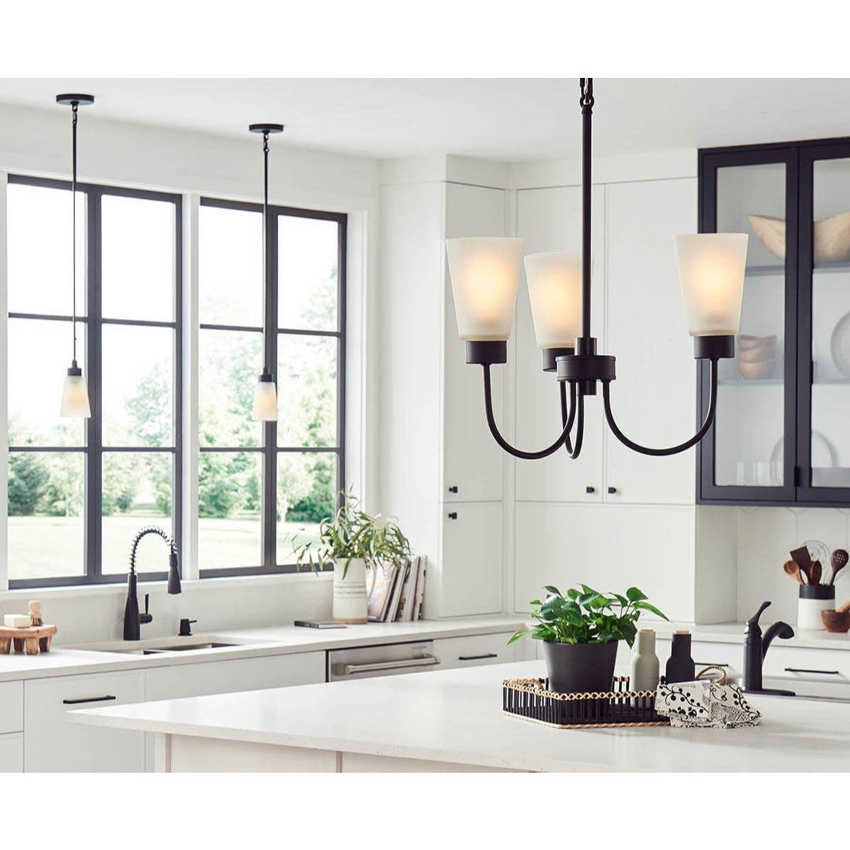 Erma 18 in. 3 Lights Chandelier Black finish - Bees Lighting