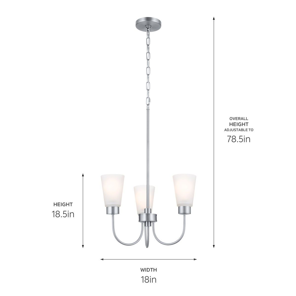 Erma 18 in. 3 Lights Chandelier Brushed Nickel finish - Bees Lighting