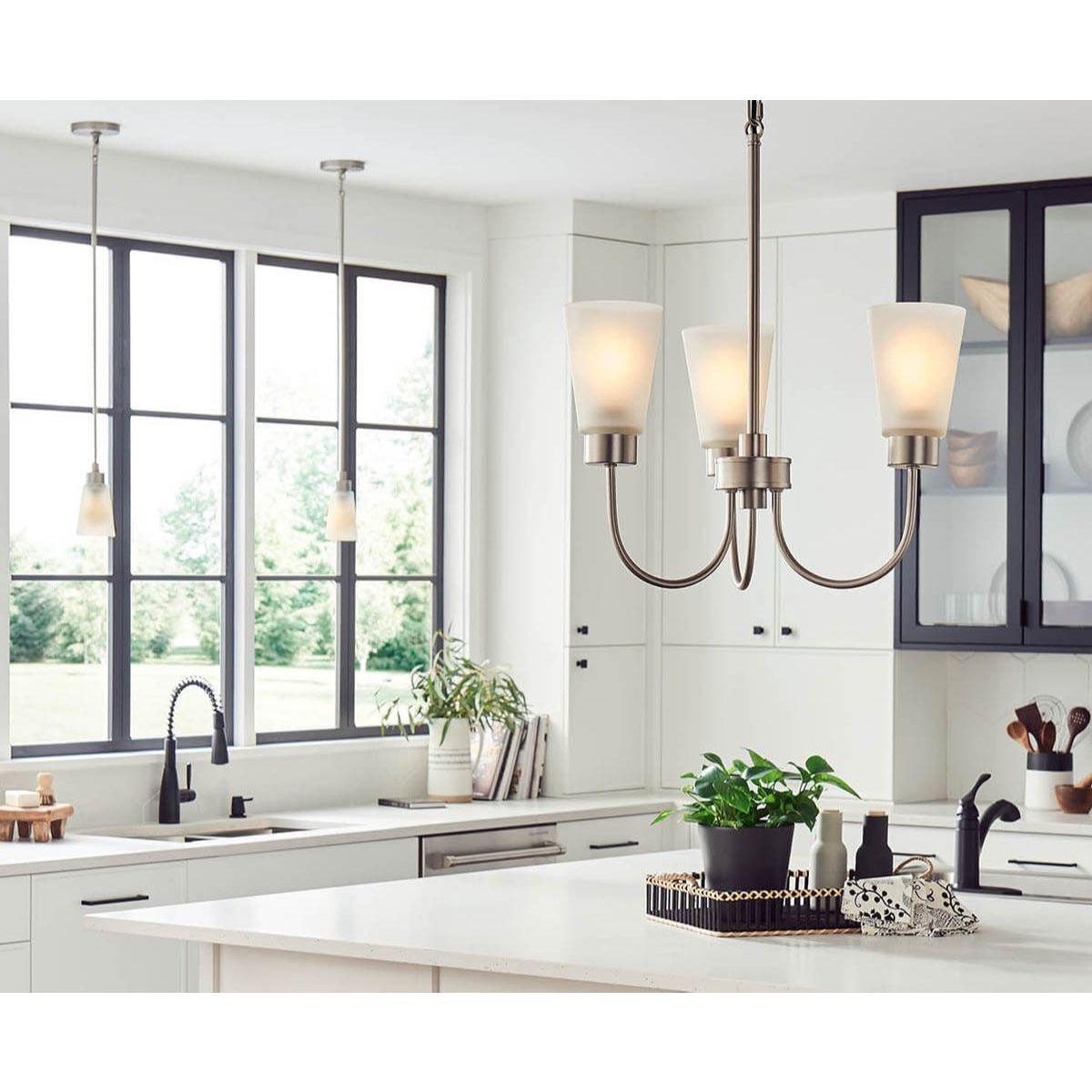 Erma 18 in. 3 Lights Chandelier Brushed Nickel finish - Bees Lighting