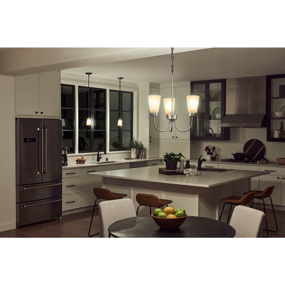 Erma 18 in. 3 Lights Chandelier Brushed Nickel finish - Bees Lighting