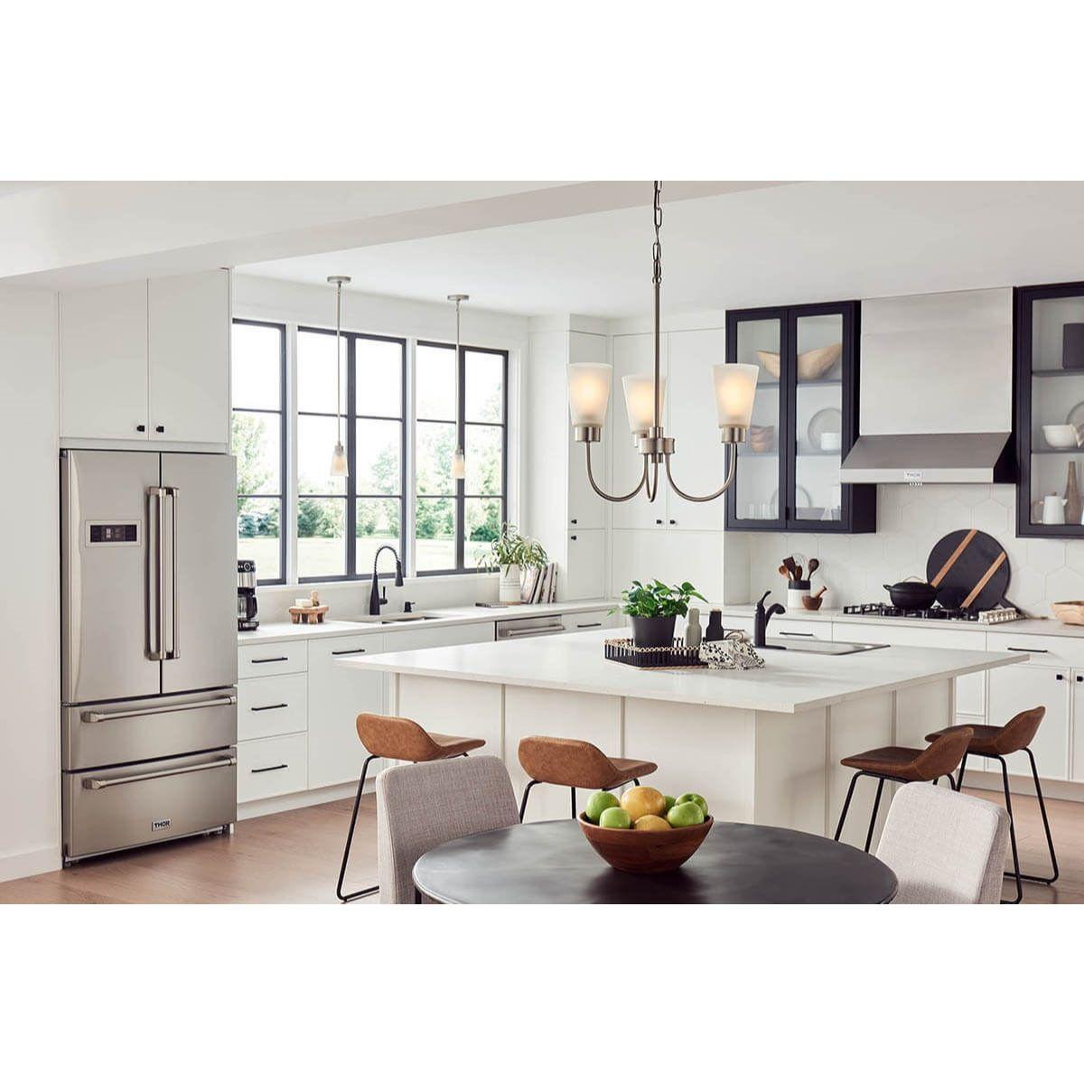 Erma 18 in. 3 Lights Chandelier Brushed Nickel finish - Bees Lighting