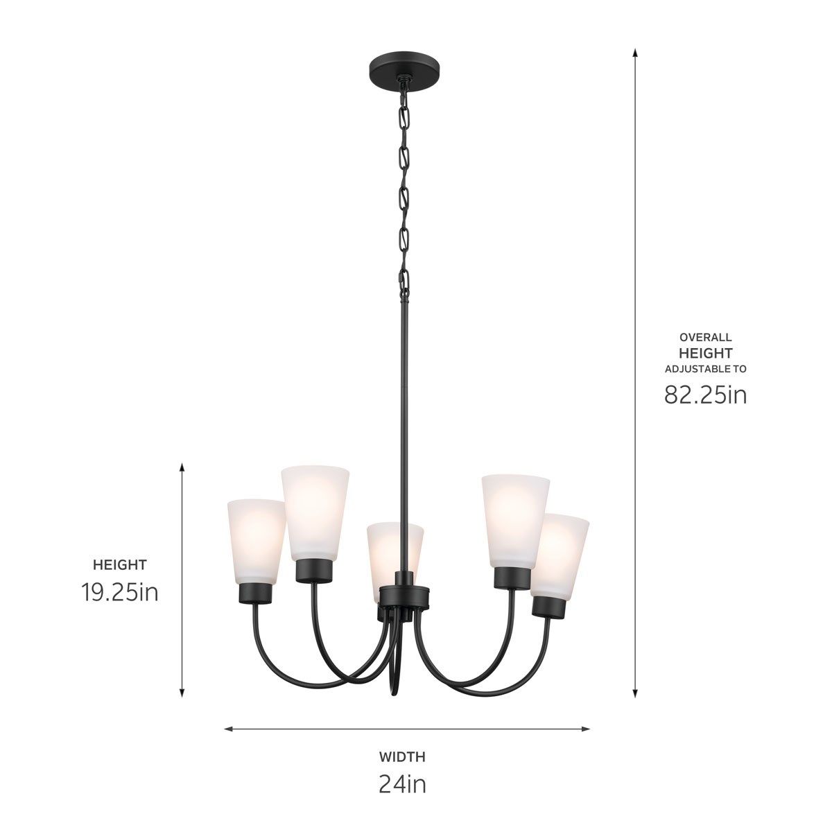 Erma 24 in. 5 Lights Chandelier Black finish - Bees Lighting