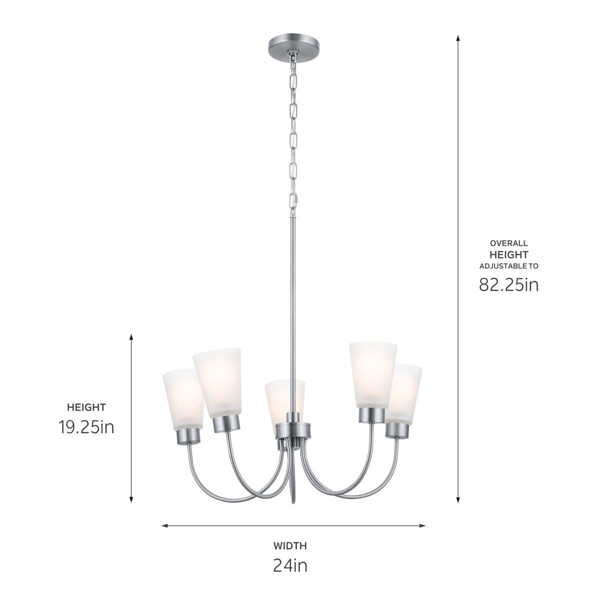 Erma 24 in. 5 Lights Chandelier Brushed Nickel finish - Bees Lighting