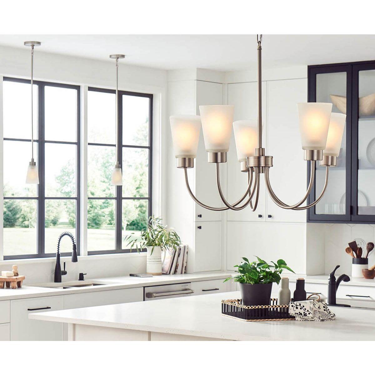 Erma 24 in. 5 Lights Chandelier Brushed Nickel finish - Bees Lighting