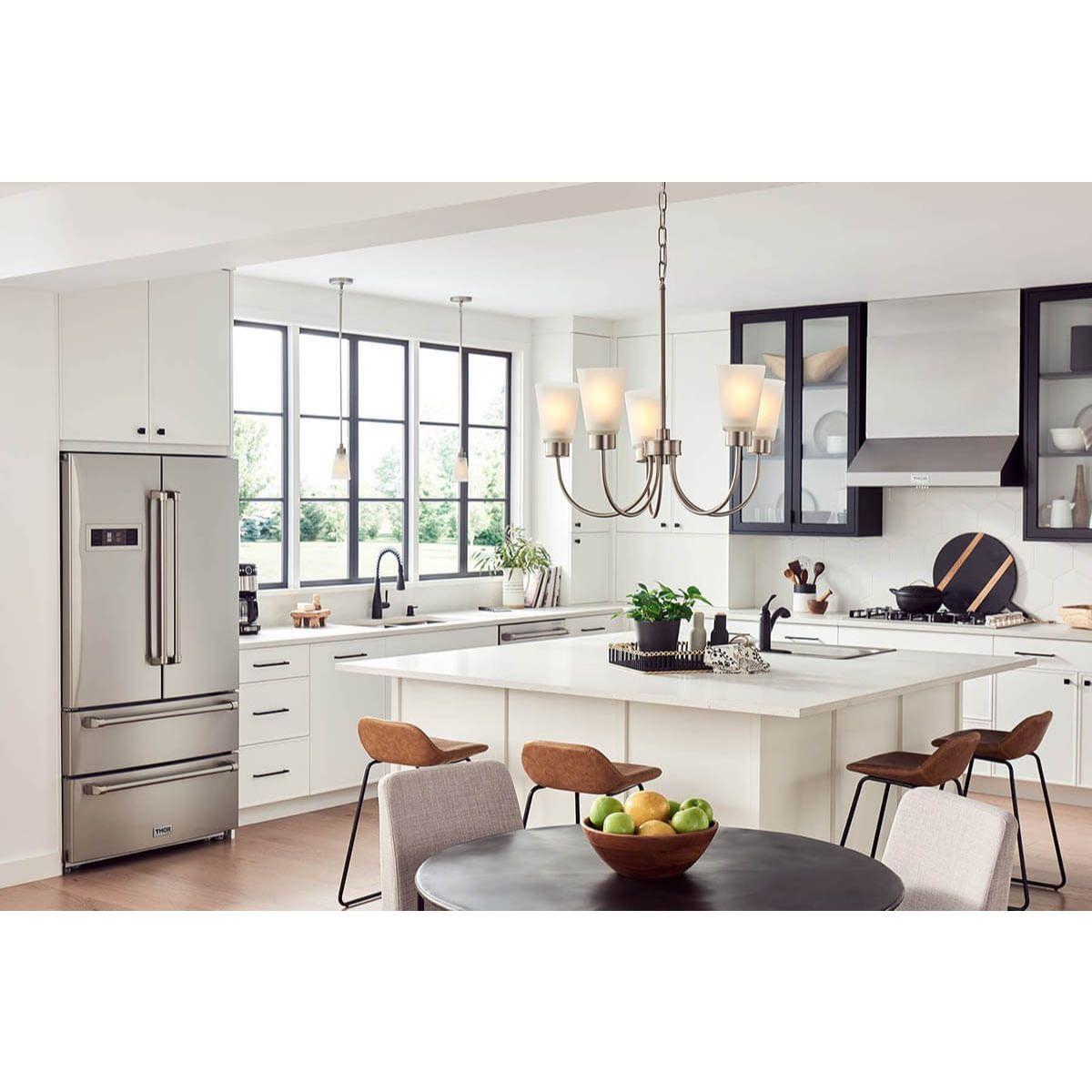 Erma 24 in. 5 Lights Chandelier Brushed Nickel finish - Bees Lighting