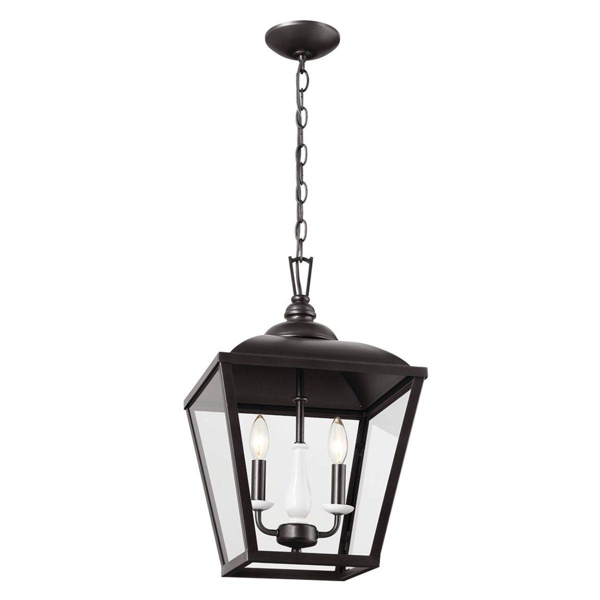 Dame 13 in. 2 lights Pendant Light Anvil Iron finish - Bees Lighting