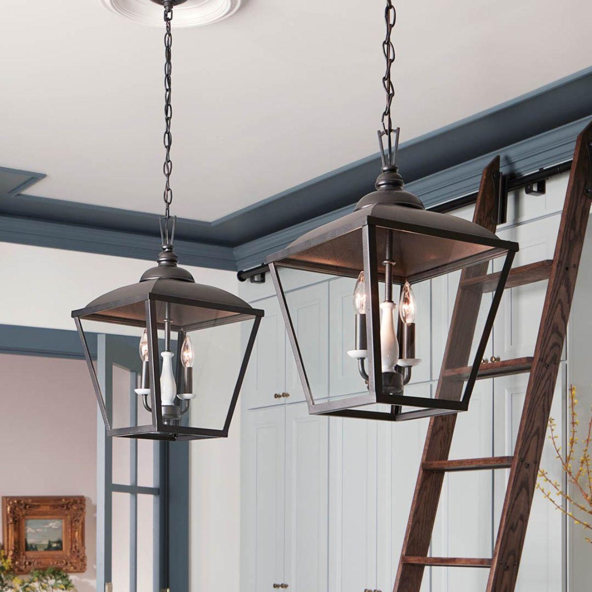 Dame 13 in. 2 lights Pendant Light Anvil Iron finish - Bees Lighting