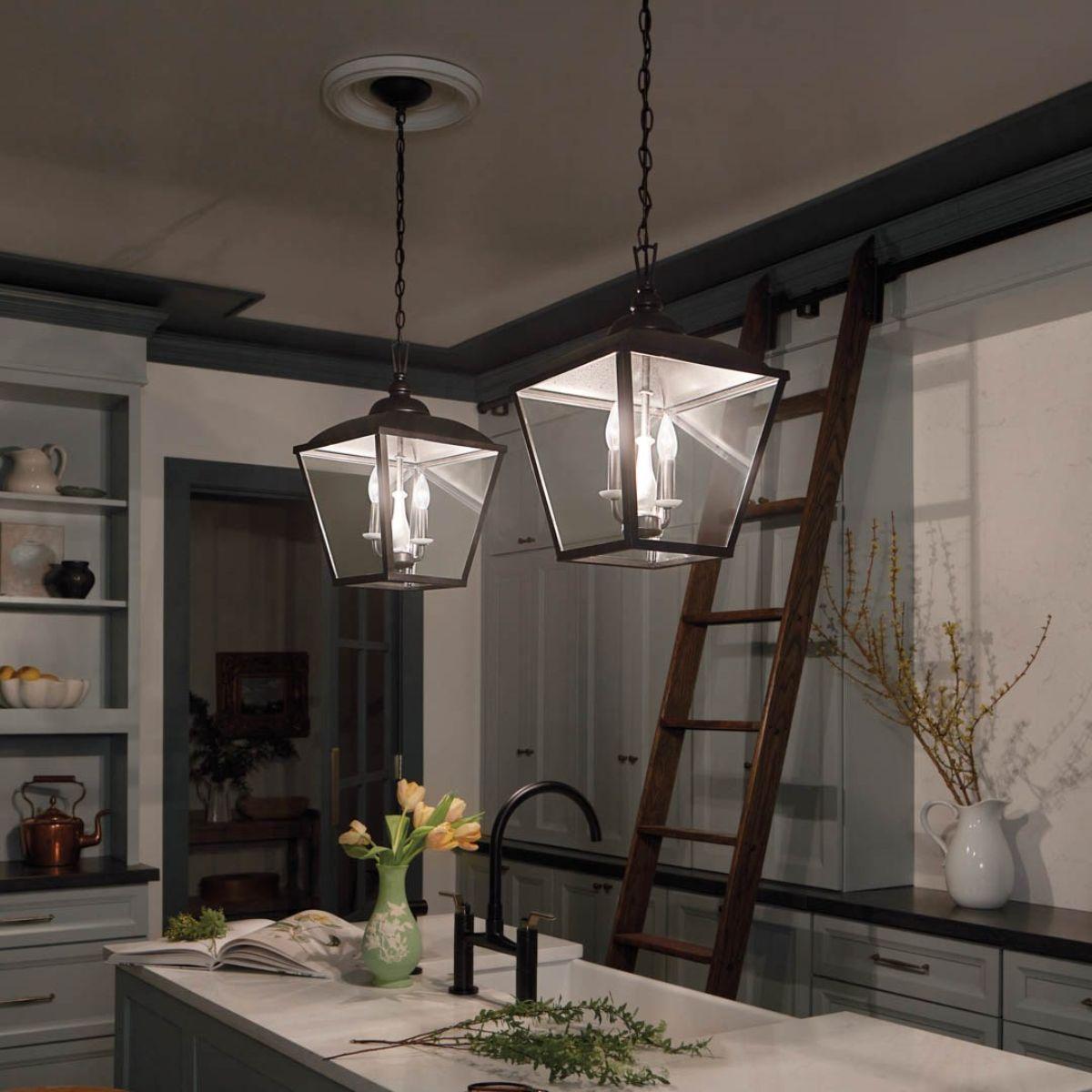 Dame 13 in. 2 lights Pendant Light Anvil Iron finish - Bees Lighting