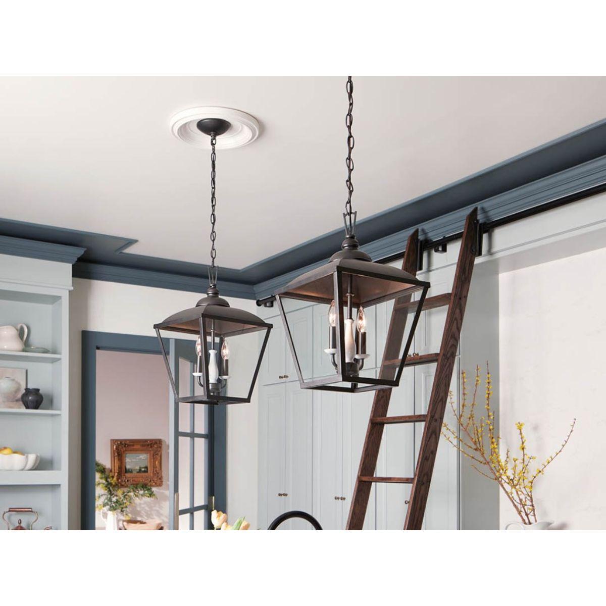 Dame 13 in. 2 lights Pendant Light Anvil Iron finish - Bees Lighting