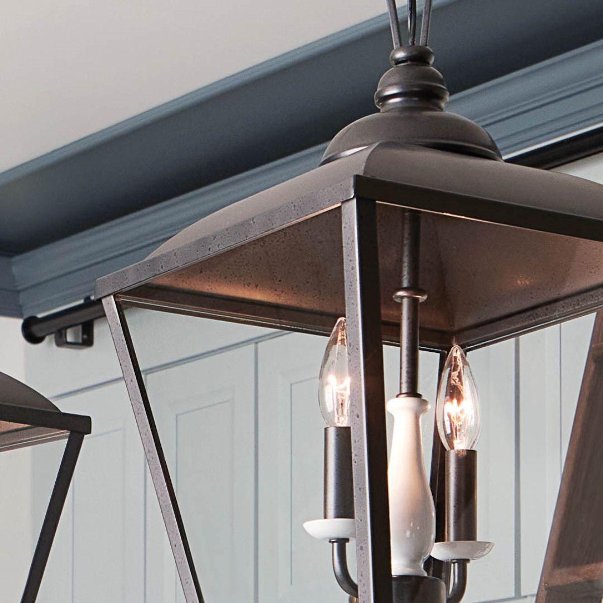 Dame 13 in. 2 lights Pendant Light Anvil Iron finish - Bees Lighting
