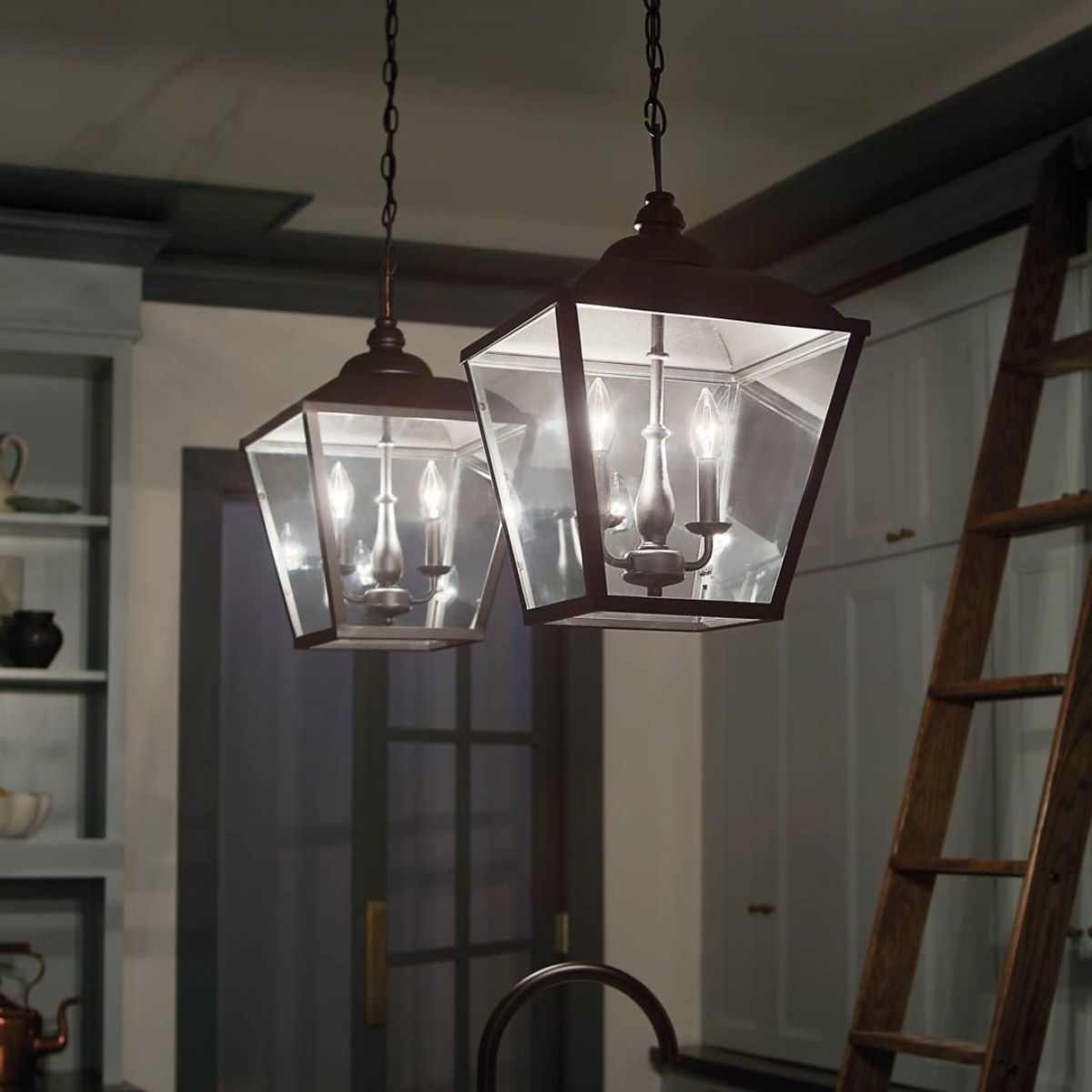 Dame 13 in. 2 lights Pendant Light Textured Black finish - Bees Lighting