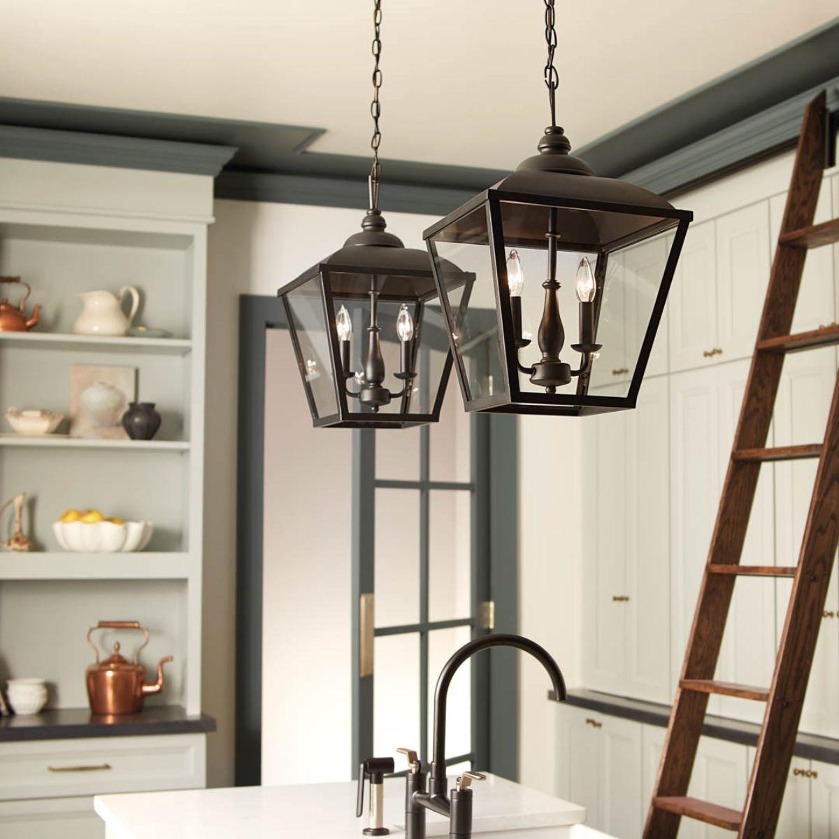 Dame 13 in. 2 lights Pendant Light Textured Black finish - Bees Lighting