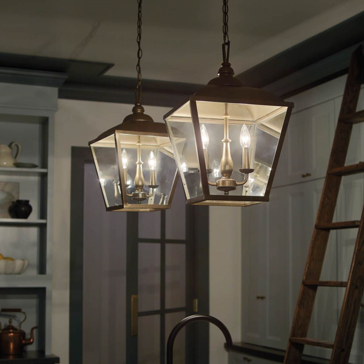 Dame 13 in. 2 lights Pendant Light Bronze finish - Bees Lighting