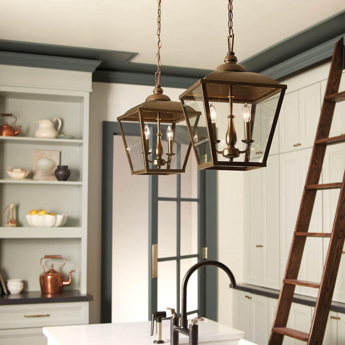 Dame 13 in. 2 lights Pendant Light Bronze finish - Bees Lighting