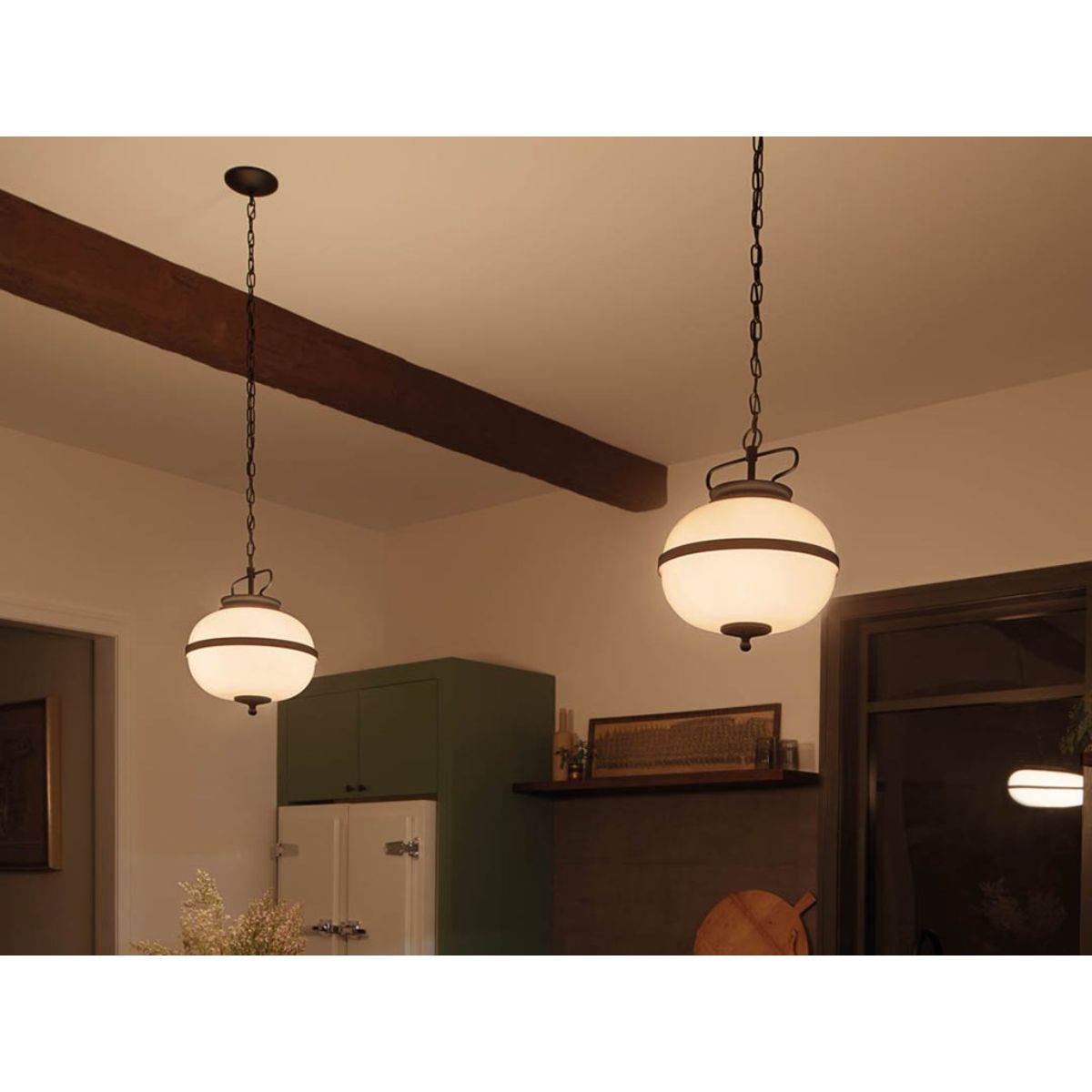 Opal 12 in. 2 Lights Pendant Light Textured Black Finish - Bees Lighting