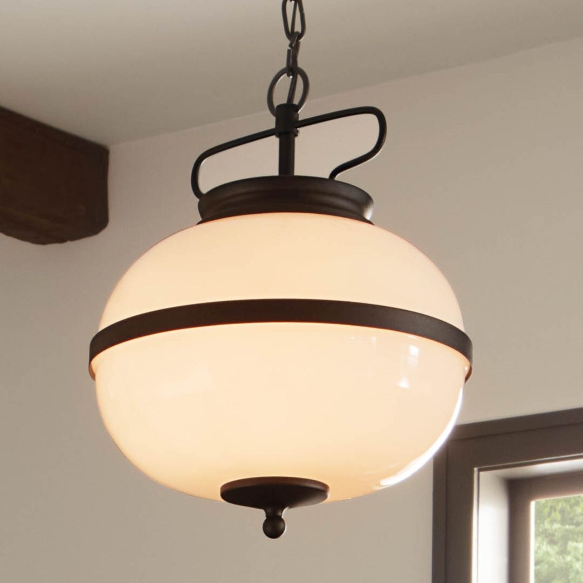 Opal 12 in. 2 Lights Pendant Light Textured Black Finish - Bees Lighting