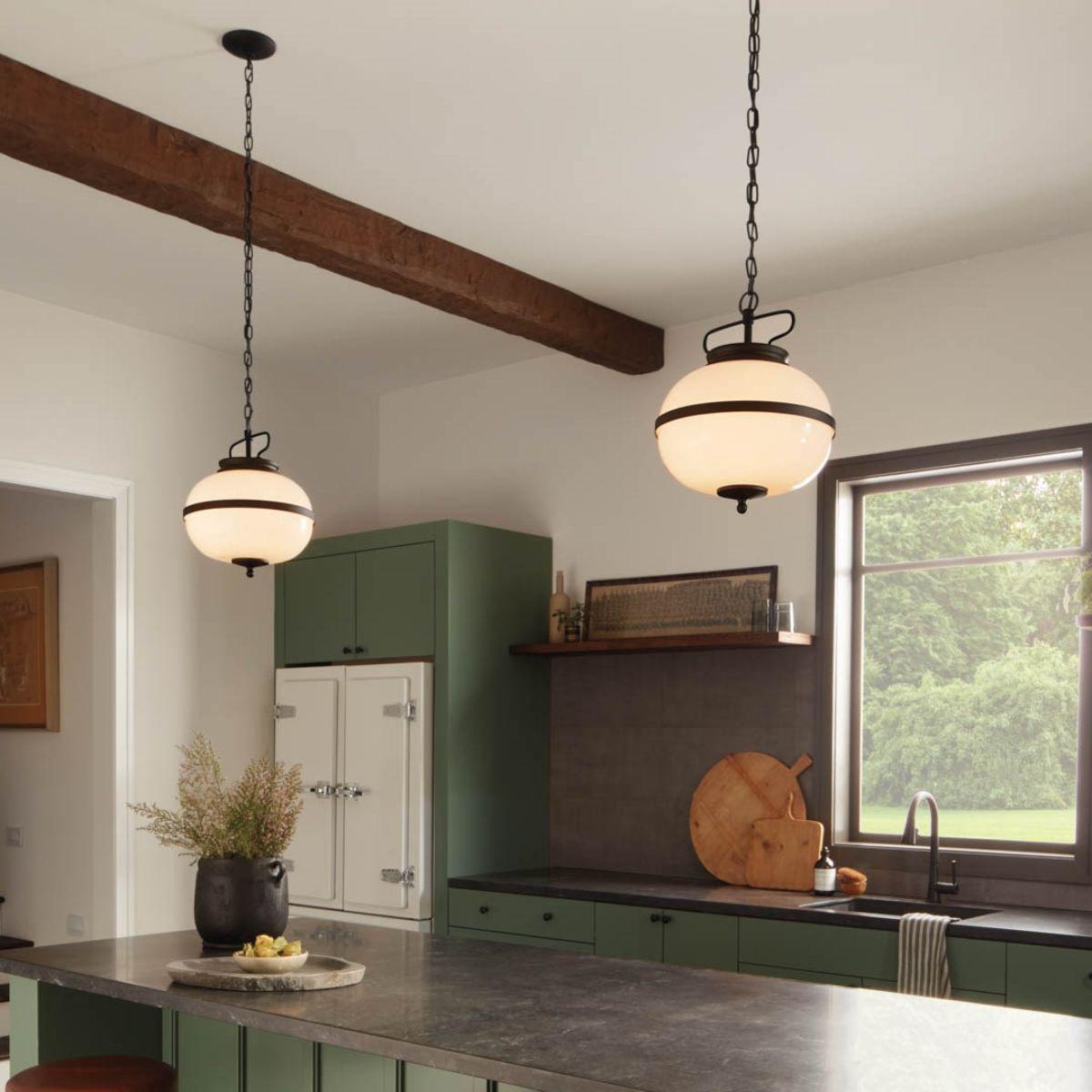 Opal 12 in. 2 Lights Pendant Light Textured Black Finish - Bees Lighting