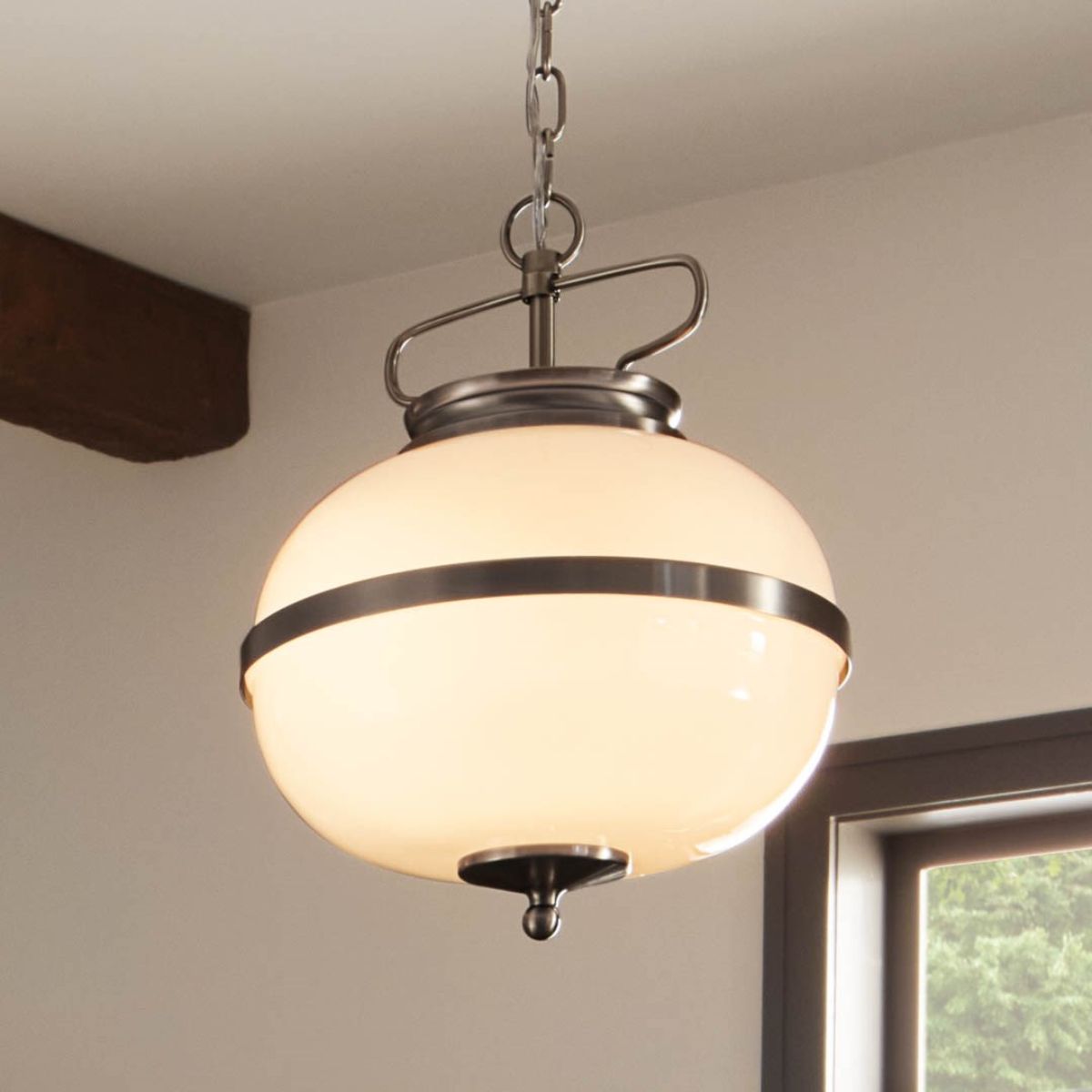 Opal 12 in. 2 lights Pendant Light Pewter finish - Bees Lighting