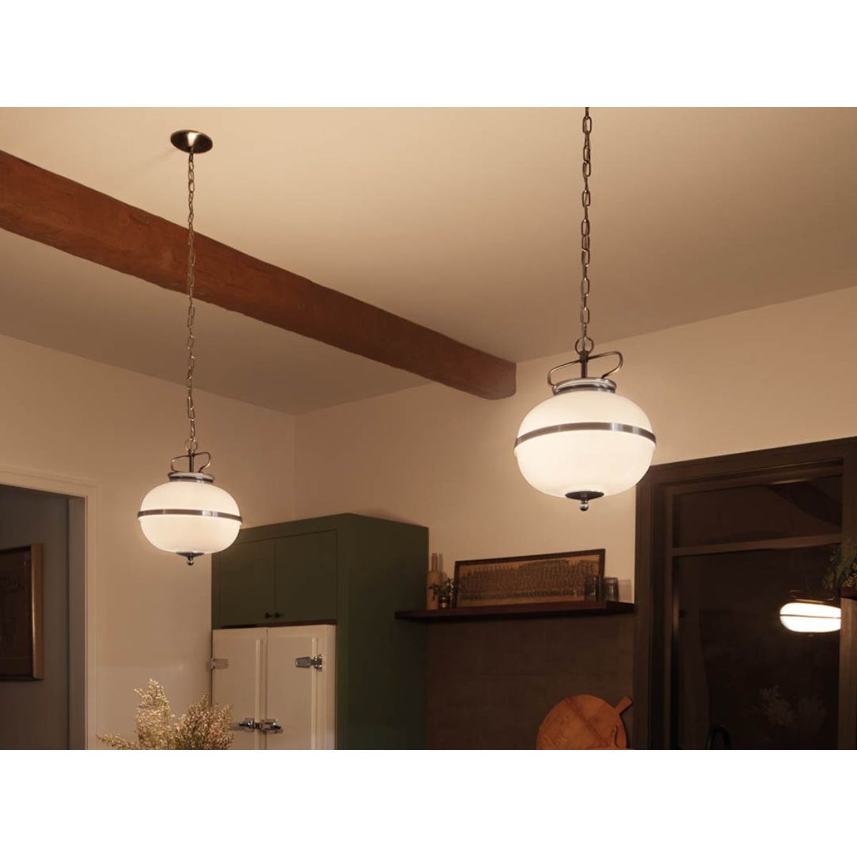 Opal 12 in. 2 lights Pendant Light Pewter finish - Bees Lighting