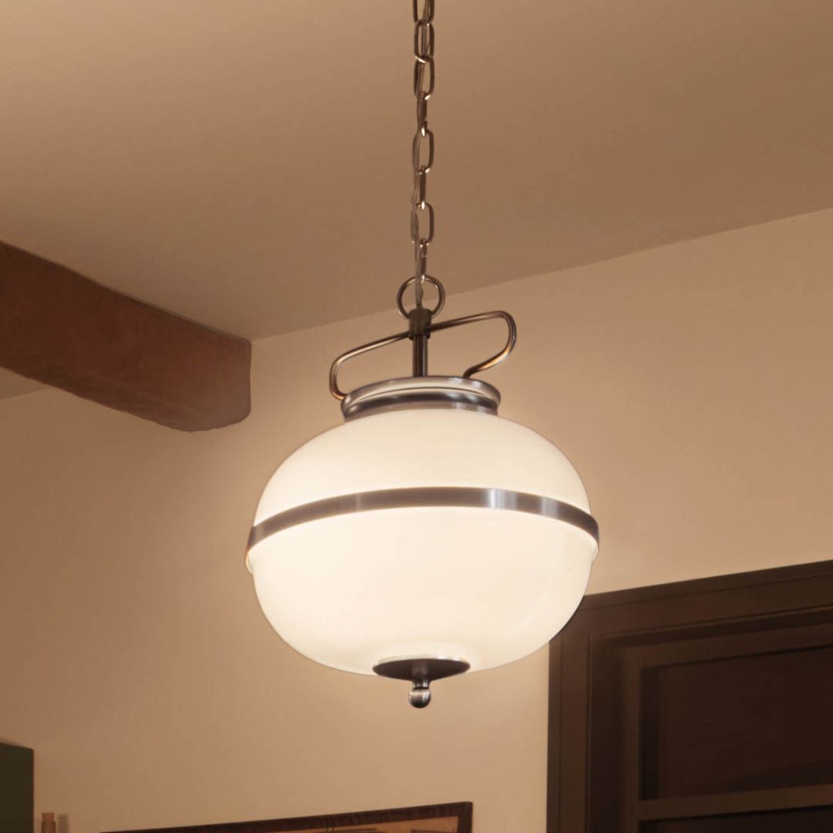 Opal 12 in. 2 lights Pendant Light Pewter finish - Bees Lighting
